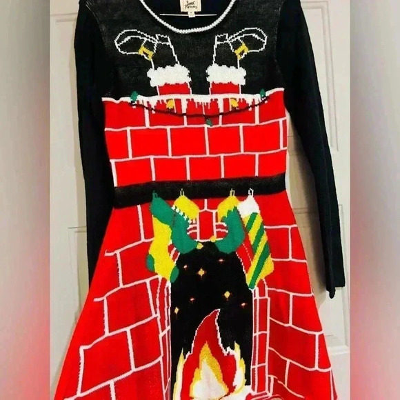 Christmas Sweater Dress Ladies Medium  Xmas Sweater Party Lights Work Gr… - Picture 1 of 7